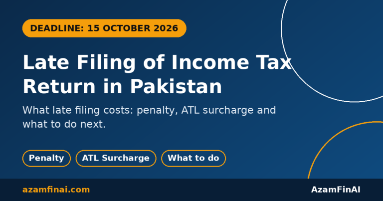 Late filing of income tax return in Pakistan: penalty and ATL surcharge, deadline 15 October 2026